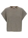 Brunello Cucinelli T-shirt With Dazzling Collar Insert In Multicolor