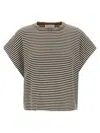Brunello Cucinelli T-shirt With Dazzling Collar Insert In Multicolor
