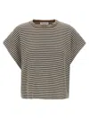 Brunello Cucinelli T-shirt With Dazzling Collar Insert In Multicolor