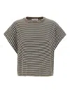 Brunello Cucinelli T-shirt With Dazzling Collar Insert In Multicolour
