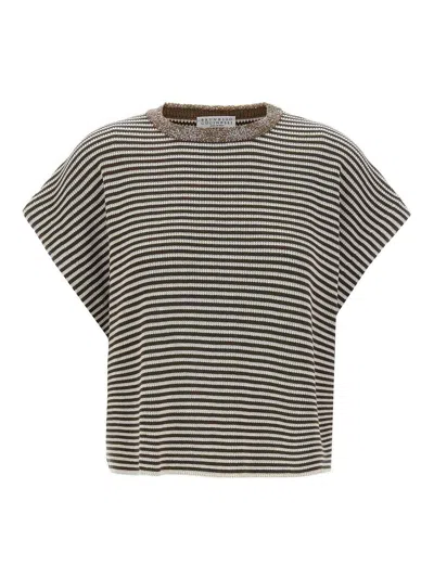 BRUNELLO CUCINELLI DAZZLING COLLAR INSERT T-SHIRT