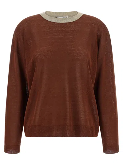 Brunello Cucinelli 'dazzling Collar' Sweater In Brown