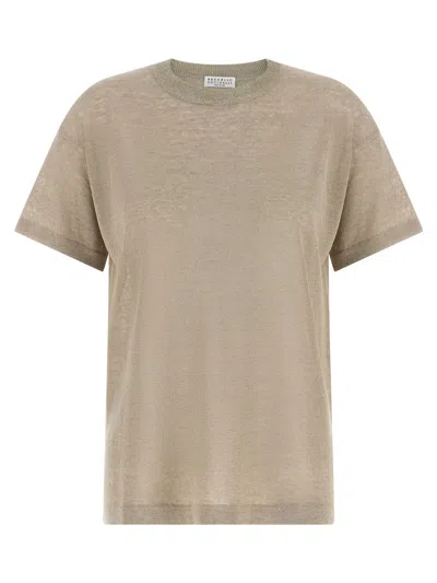 Brunello Cucinelli Linen-viscose Crewneck Sweater In Brown