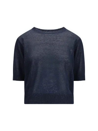 Brunello Cucinelli Dazzling Cotton Sweater In Blue