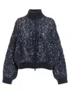 Brunello Cucinelli Dazzling Croc Embroidery Sweaters And Cardigans Blue In Blue