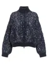 Brunello Cucinelli Dazzling Embroidered Cardigan In Blue