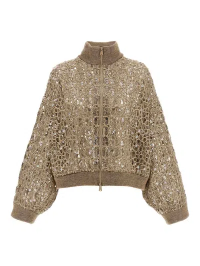 Brunello Cucinelli Dazzling Croc Embroidery Cardigan