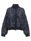 Brunello Cucinelli Dazzling Croc Embroidery Sweaters And Cardigans Blue In Blue