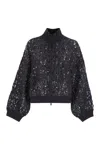 Brunello Cucinelli Dazzling Embroidered Cardigan In Black