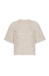 Brunello Cucinelli Dazzling Croc Embroidery T-shirt In Neutral