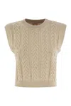 Brunello Cucinelli Beige Dazzling Double Cable Knit Vest