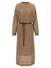 Brunello Cucinelli Knitted Midi Dress Dresses Beige In Brown