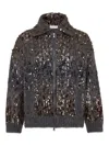 Brunello Cucinelli Embellished Crewneck Knitwear With Ribbed Accents In Gray