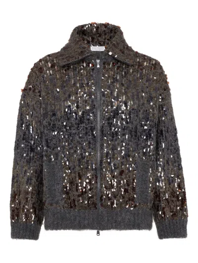BRUNELLO CUCINELLI DAZZLING EMBROIDERED CARDIGAN
