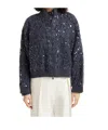 Brunello Cucinelli Dazzling Embroidered Cardigan In Blue