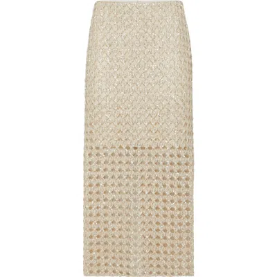 Brunello Cucinelli Dazzling Embroidery Midi Skirt