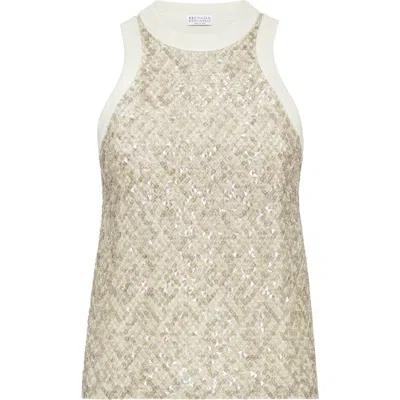 BRUNELLO CUCINELLI BRUNELLO CUCINELLI DAZZLING EMBROIDERY TOP