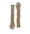Brunello Cucinelli Dazzling Knit Gloves In Sand