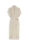 Brunello Cucinelli Dazzling Long Cardigan In Natural