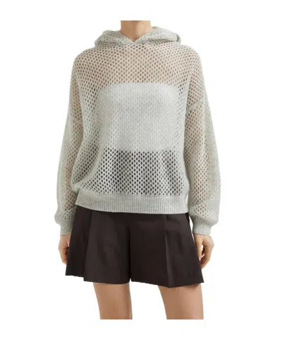 Brunello Cucinelli Dazzling Mesh Jumper In Gray