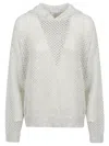 Brunello Cucinelli Dazzling Mesh Jumper In White