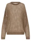 Brunello Cucinelli Dazzling Mesh Sweater In Brown
