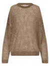 Brunello Cucinelli Dazzling Mesh Sweater In Brown