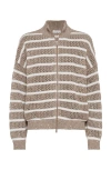 Brunello Cucinelli Dazzling Net Cardigan In Biscuit