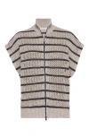 Brunello Cucinelli Dazzling Net Cardigan In Light Grey
