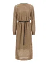 Brunello Cucinelli Women Mohair Blend Long Dress With Sequins In Black