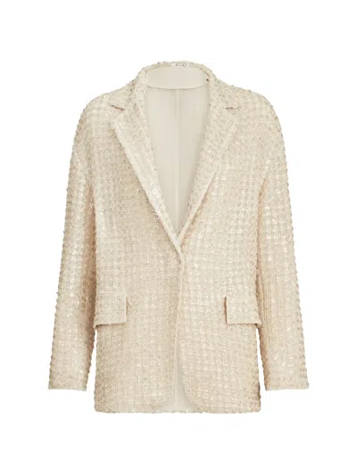 Brunello Cucinelli Seidenblazer Mit Dazzling Net-stickerei In Brown