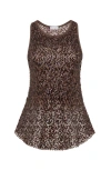Brunello Cucinelli Dazzling Net Embroidery Top In Chocolate