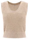 Brunello Cucinelli Sequin-embellished Open-knit Cotton-blend Vest