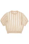 Brunello Cucinelli Wool-mohair Blend Crochet Sweater In Beige+stracciatella+seashell