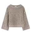 Brunello Cucinelli Dazzling Net Silk And Linen Blend Sweater In Neutral