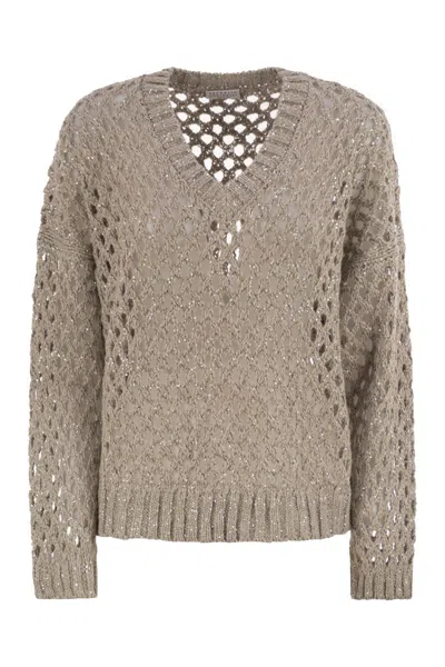 BRUNELLO CUCINELLI BRUNELLO CUCINELLI DAZZLING NET SILK AND LINEN JERSEY