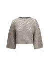 Brunello Cucinelli Women Dazzling Net Sweater In Gray