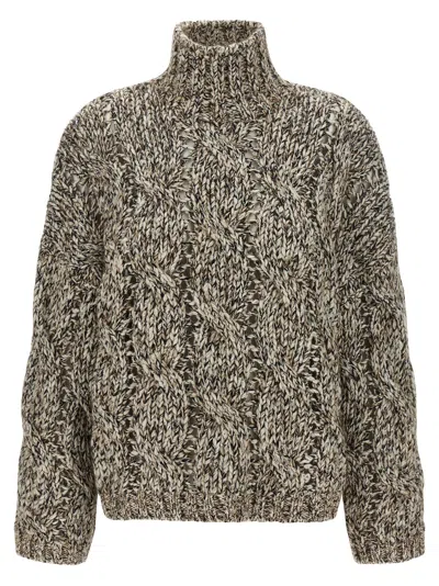 Brunello Cucinelli Dazzling Net Sweater In Gray