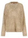 Brunello Cucinelli Dazzling Net Sweater In Neutral