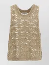 Brunello Cucinelli Dazzling Open Knit Sleeveless Top