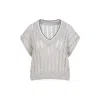 Brunello Cucinelli Dazzling Ribbed Net Knitted T-shirt In Linen