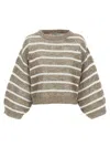 Brunello Cucinelli Dazzling Striped Net Linen Jersey