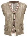 Brunello Cucinelli Dazzling Ribbed Net Gilet Beige In Beige
