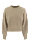 Brunello Cucinelli Dazzling Ribbed Sweater In Cashmere And Wool In Beige