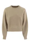 Brunello Cucinelli Dazzling Ribbed Sweater In Cashmere And Wool In Beige