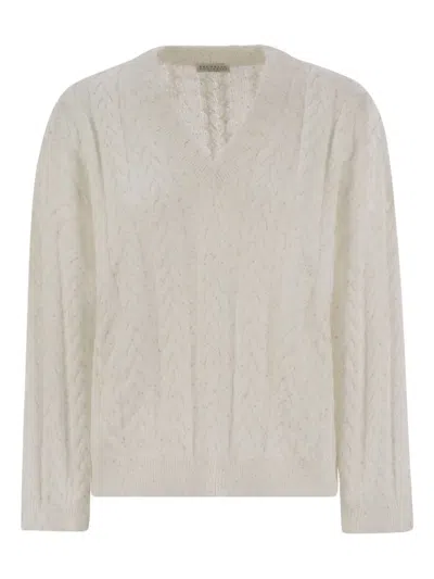 Brunello Cucinelli Women Dazzling Double Cable Cotton Jersey In White