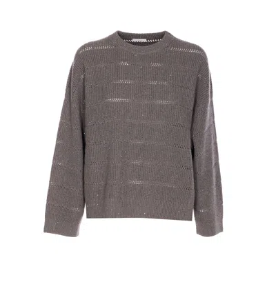 BRUNELLO CUCINELLI DAZZLING SHIRT WITH OPENWORK STRIPE