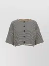 Brunello Cucinelli Dazzling Striped Short Sleeve Cropped Cardigan