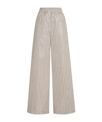 Brunello Cucinelli Dazzling Stripes Pyjama-style Trousers In Cotton Poplin In Neutral