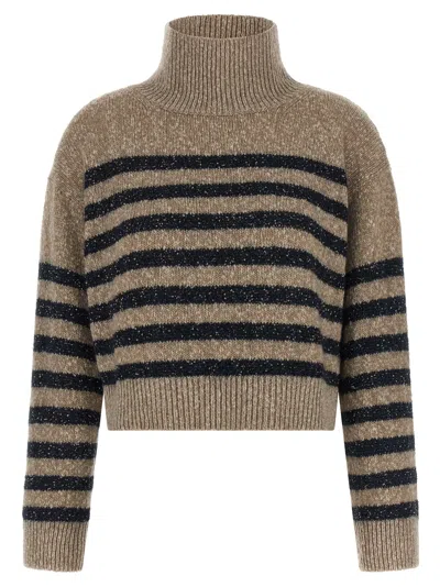 Brunello Cucinelli 'dazzling Stripes' Sweater In Brown